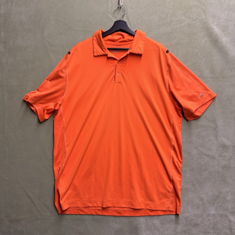 Nike Golf Polo Shirt Mens XL Green Orange Dri-Fit Tour Performance